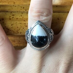 Natural White Buffalo Sterling Silver Ring Size 7
